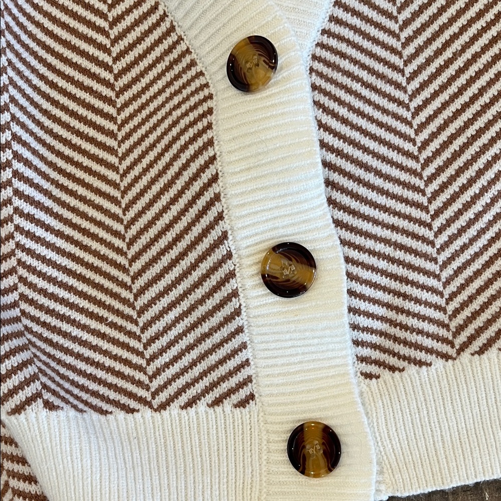 Lulus Brown & White Striped Button-Up Cardigan - Picture 4 of 8
